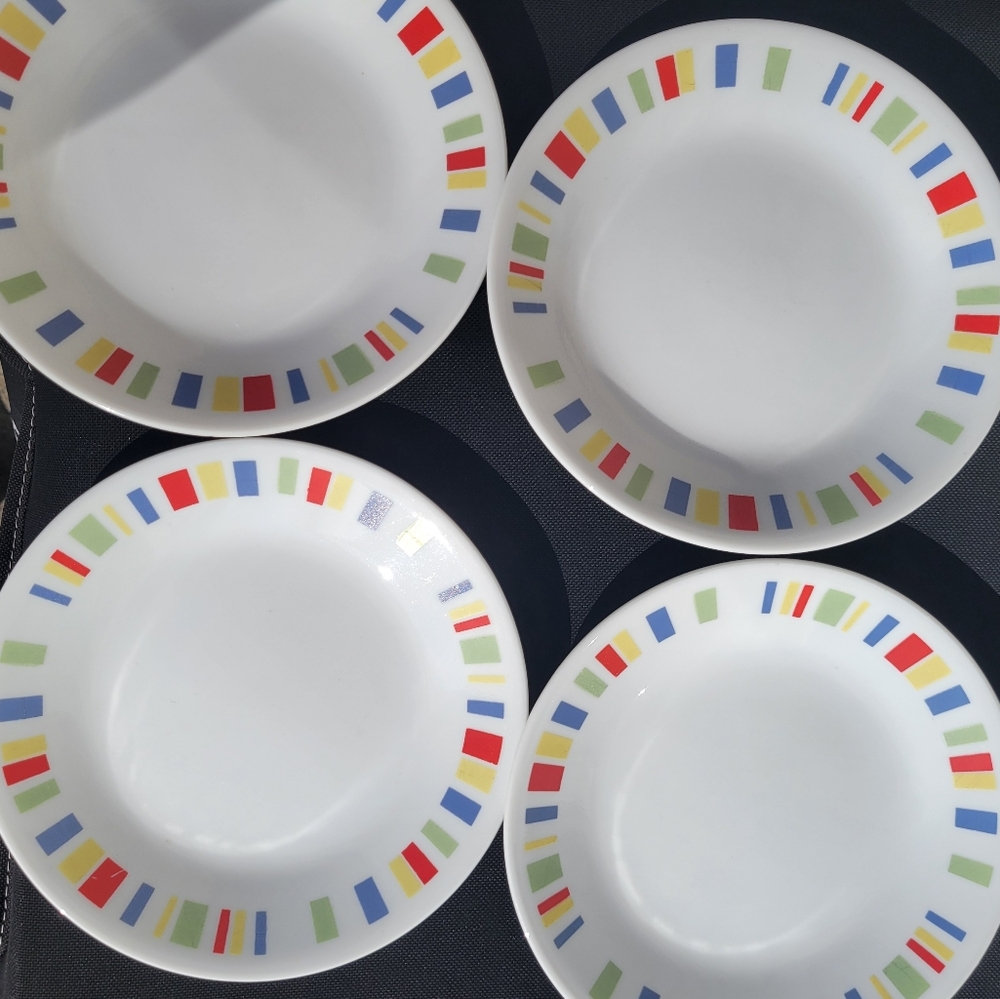 Corelle by Corning Memphis Pattern 4 Bread & Butter Plates Color Block Retired - Picture 4 of 15